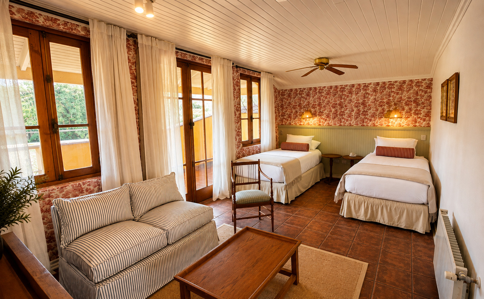 Habitación Premium con dos camas y vista al jardín